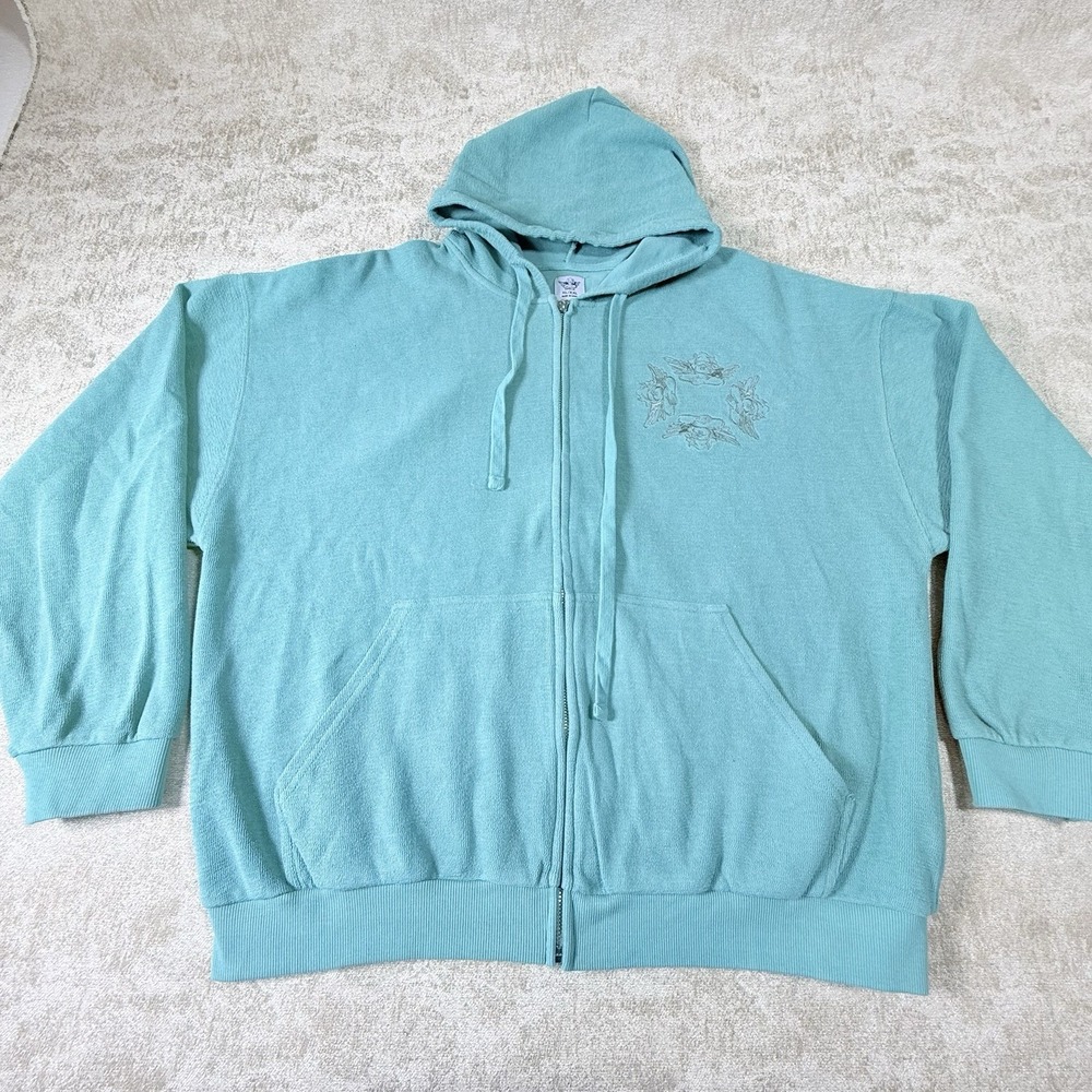 Boys lie Angels Embroidered Thermal Hoodie XL-XXL Teal Color Athletics